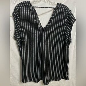 Halogen black and white striped blouse. XL - good used condition.
